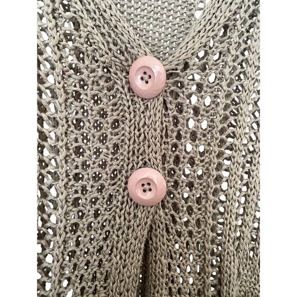Vintage Brown Crochet Knit Long Sleeve Cardigan with Buttons- Size Medium/Large - Picture 3 of 3